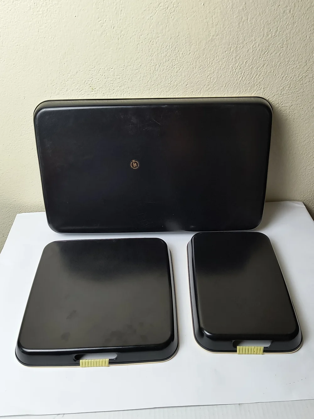 Vintage Himark NISHI GARDEN 3 pc Lacquerware Tray Set Japan 1984